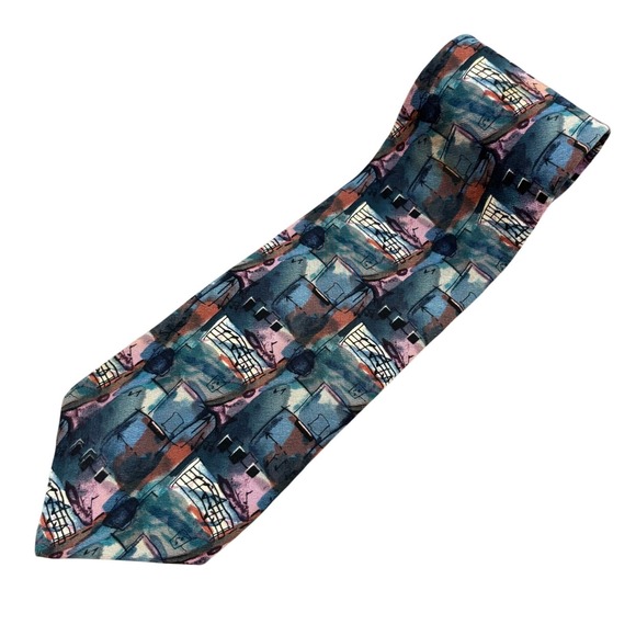 J. Garcia Other - J. Garcia Mens Abstract Silk Necktie Blue Purple Musical Art Tie 3.75" x 54.5"